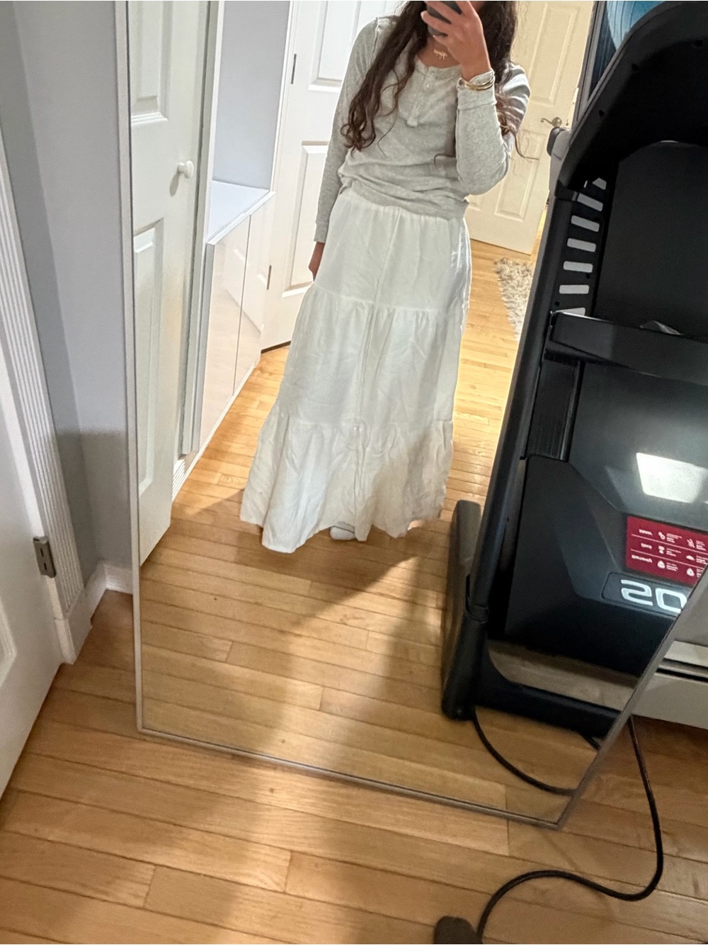 Women’s White Tiered Maxi Skirt - Casual Boho Styles